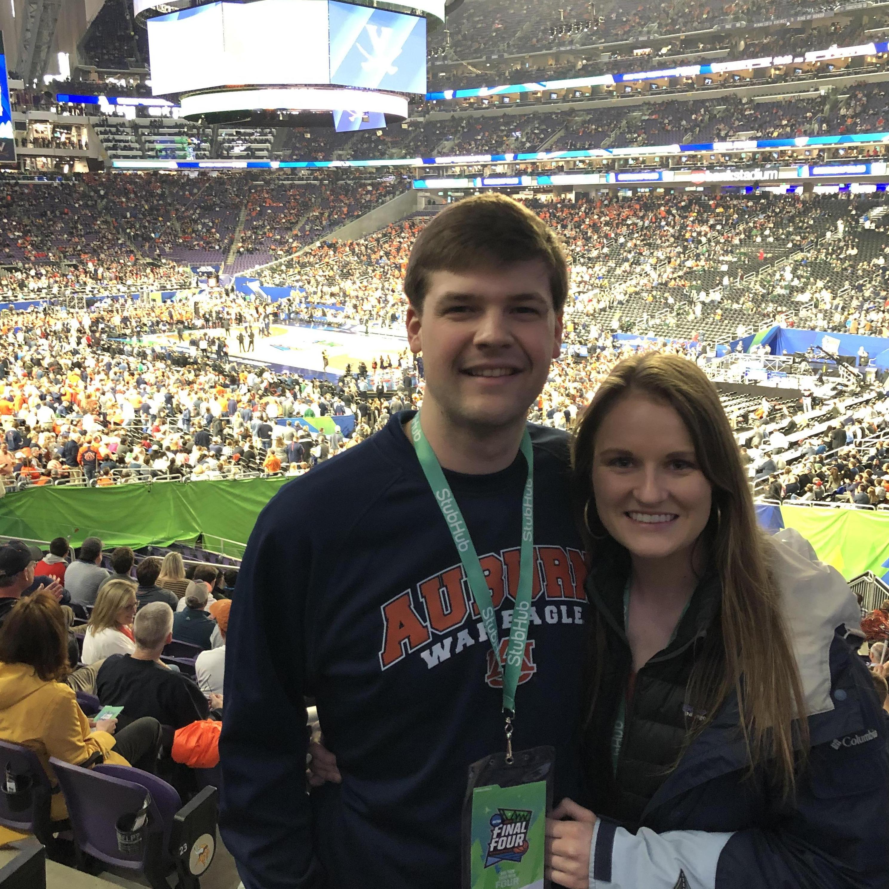 At the Final Four in 2019 cheering on the Auburn Tigers in Minneapolis, MN