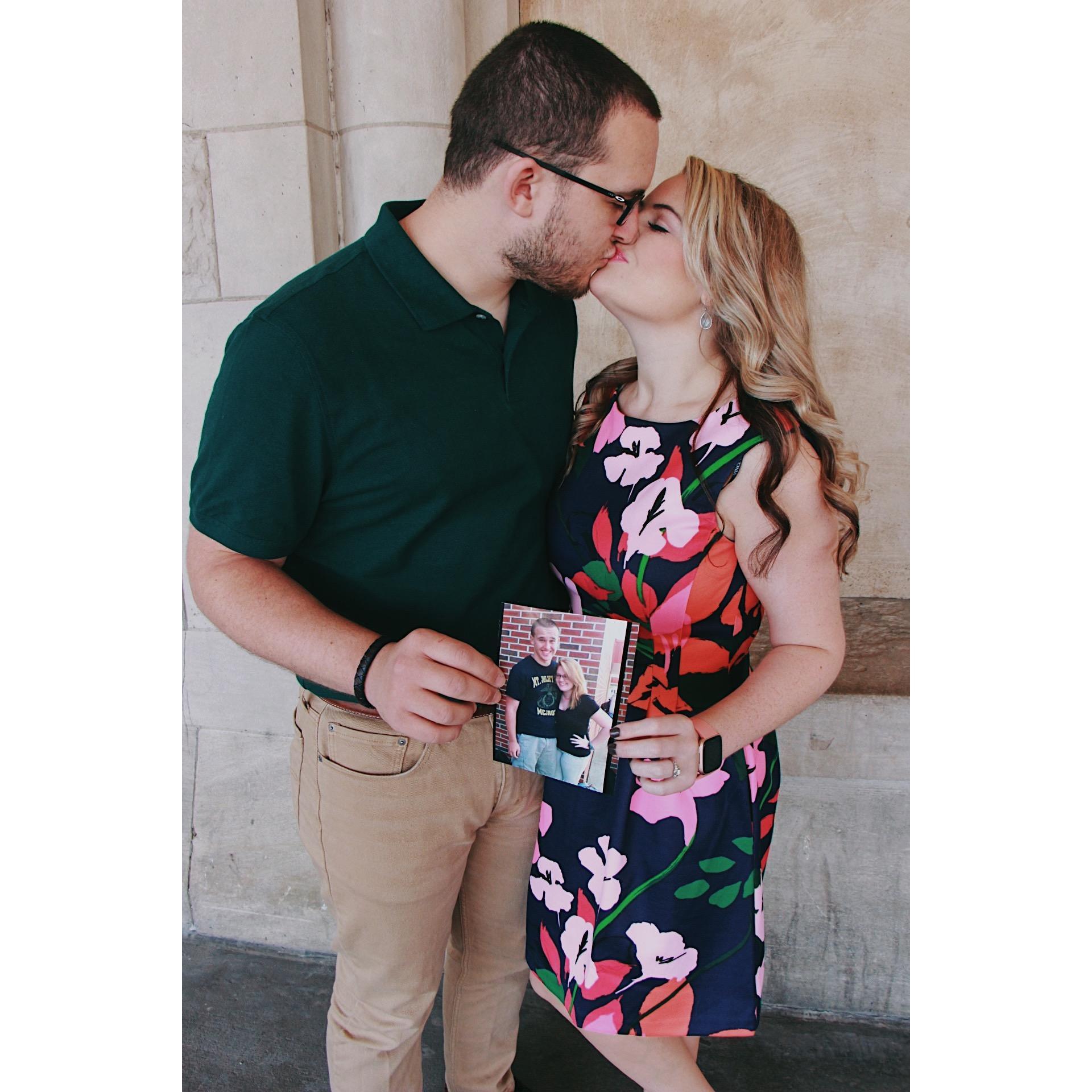 The photograph we are holding is the FIRST picture we ever took together back in September of 2013! We loved the idea of incorporating it into our engagement photos!