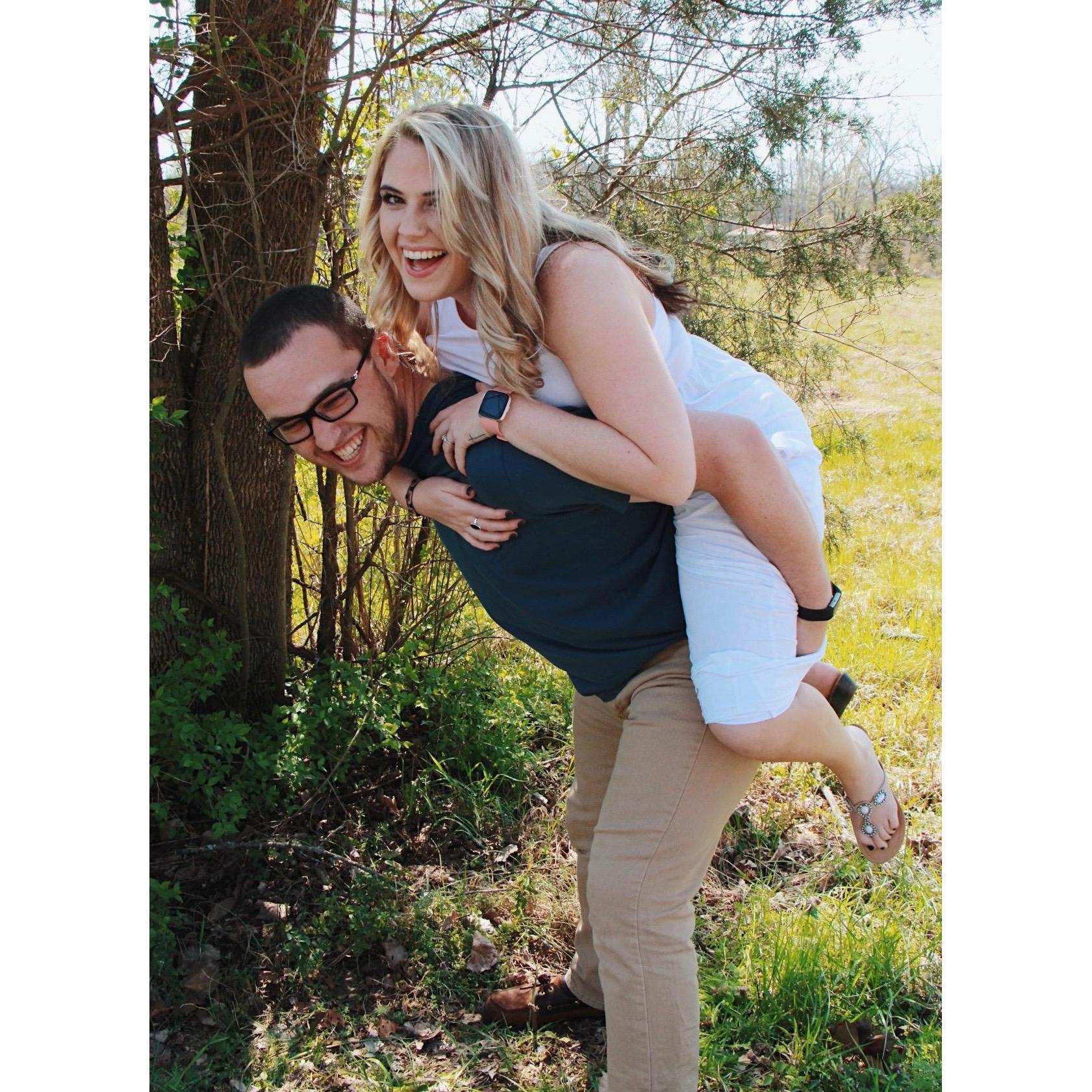 Piggy back rides are hard in maxi dresses! Just ask us!
