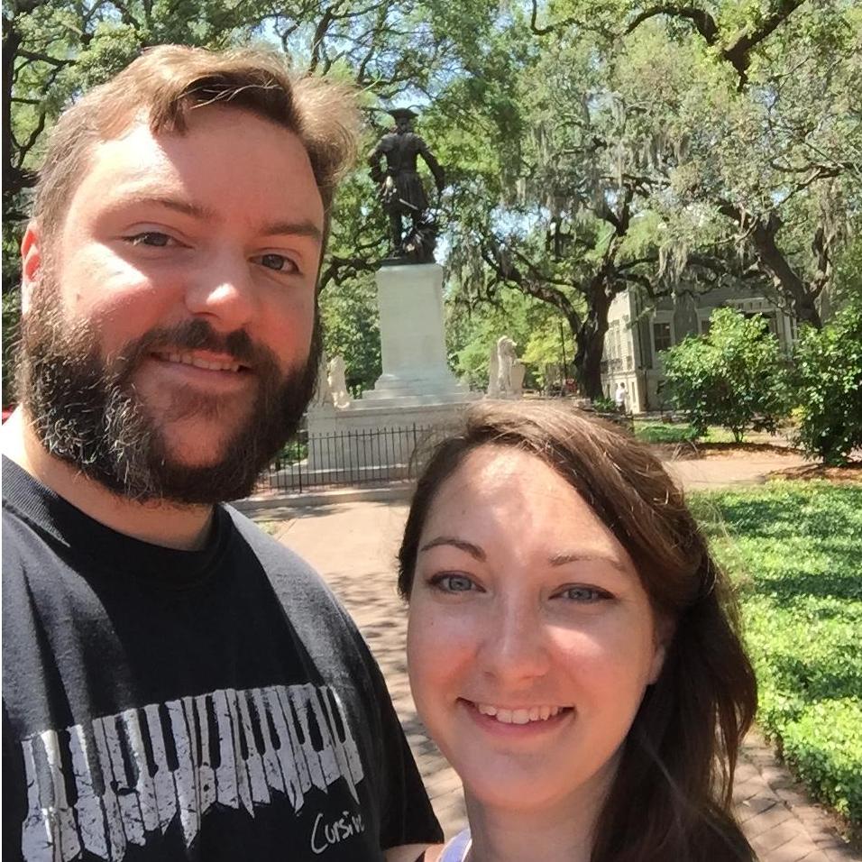 First road trip together, on a stop in Savannah near the Forrest Gump bench!