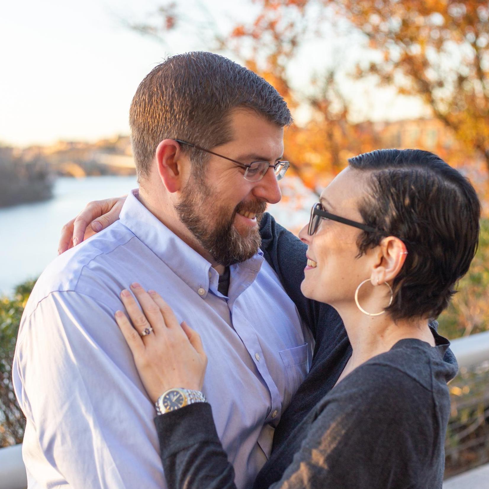 Part of our very cold engagement photo session at the Kennedy Center.