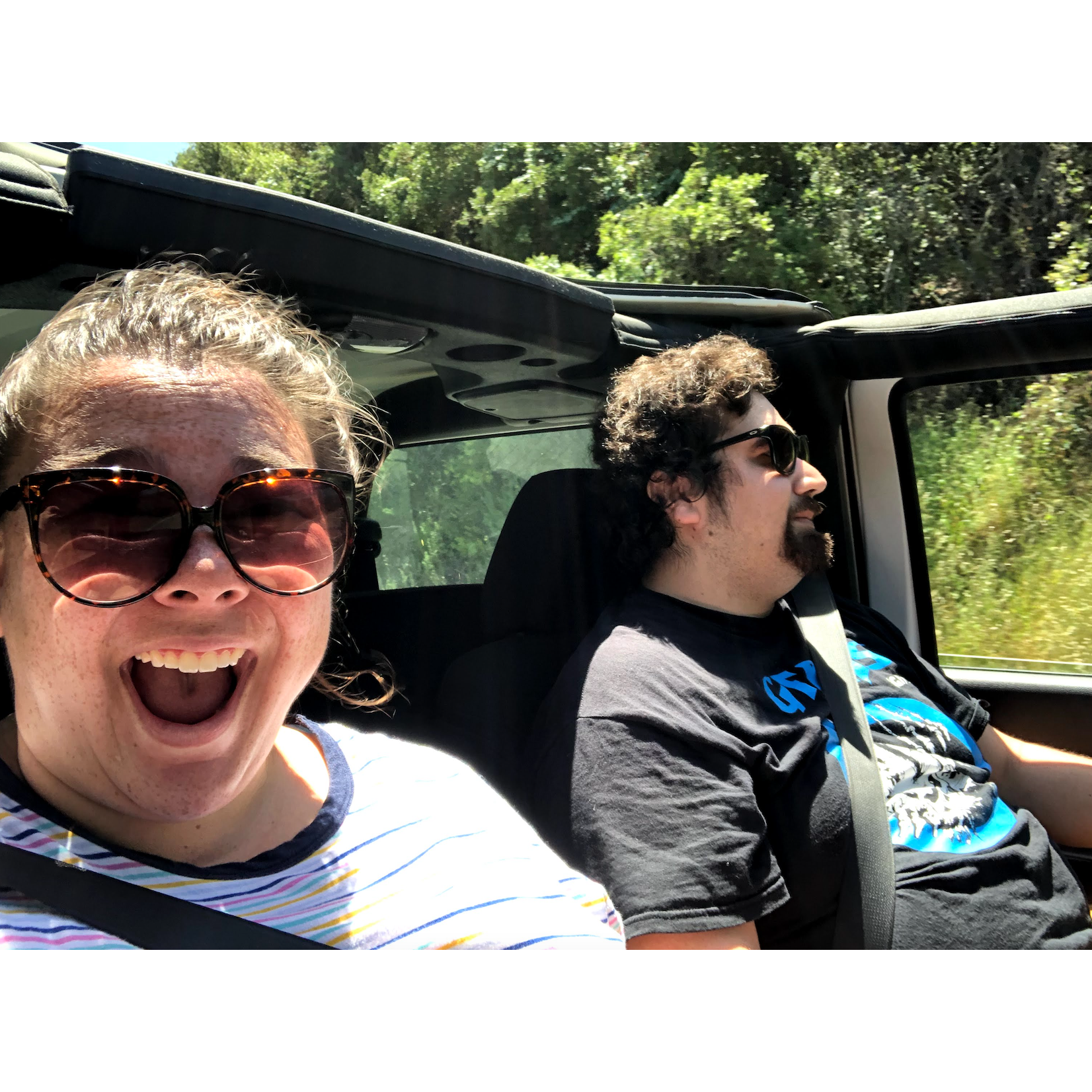 Driving with the top down in German's Jeep!