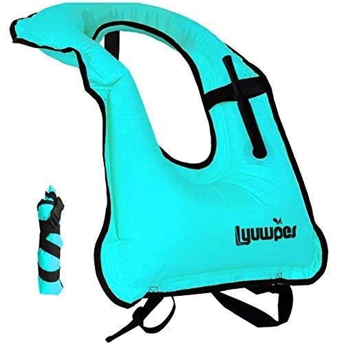 Lyuwpes Inflatable Snorkel Vest Adult Snorkeling Jackets Vests Free Diving Swimming Safety Load Up to 220 Ibs