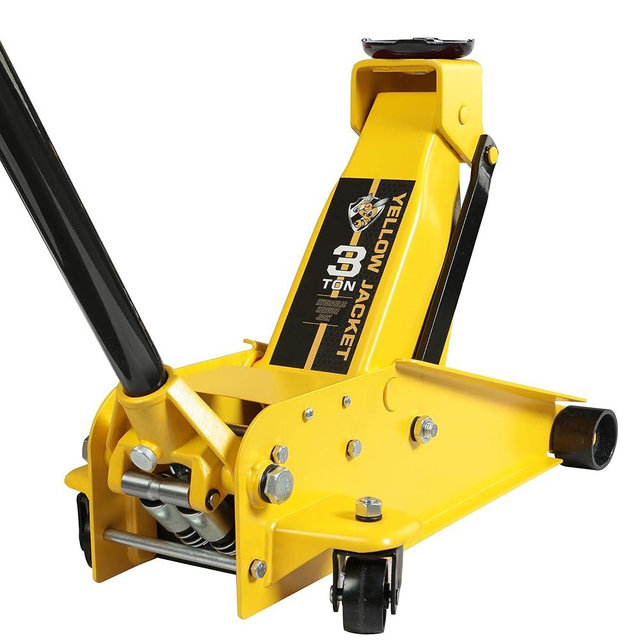 YELLOW JACKET Hydraulic Floor Jack, Quickly Lift Car Jack with Dual Pumps, Heavy Duty Steel Service Jack, 3 Ton (6600 lb) Capacity