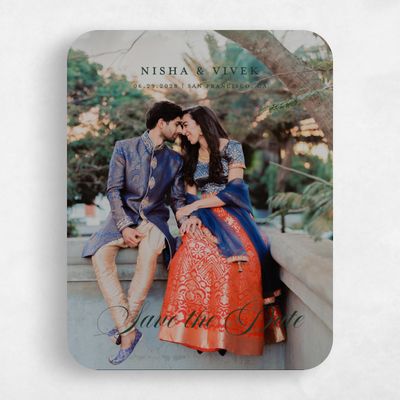 Green Rounded Wedding Save the Date - Grazio Photo
