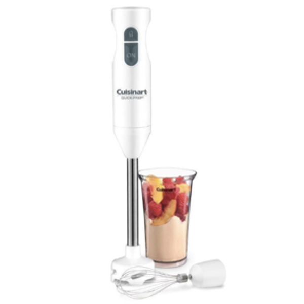 Cuisinart Quick-Prep Single-Speed Hand Blender - White - CHB-60TG: 250W Immersion Blender, Handheld Mixer, Stainless Steel