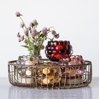 Embossed 4-Piece Glass Votive Set