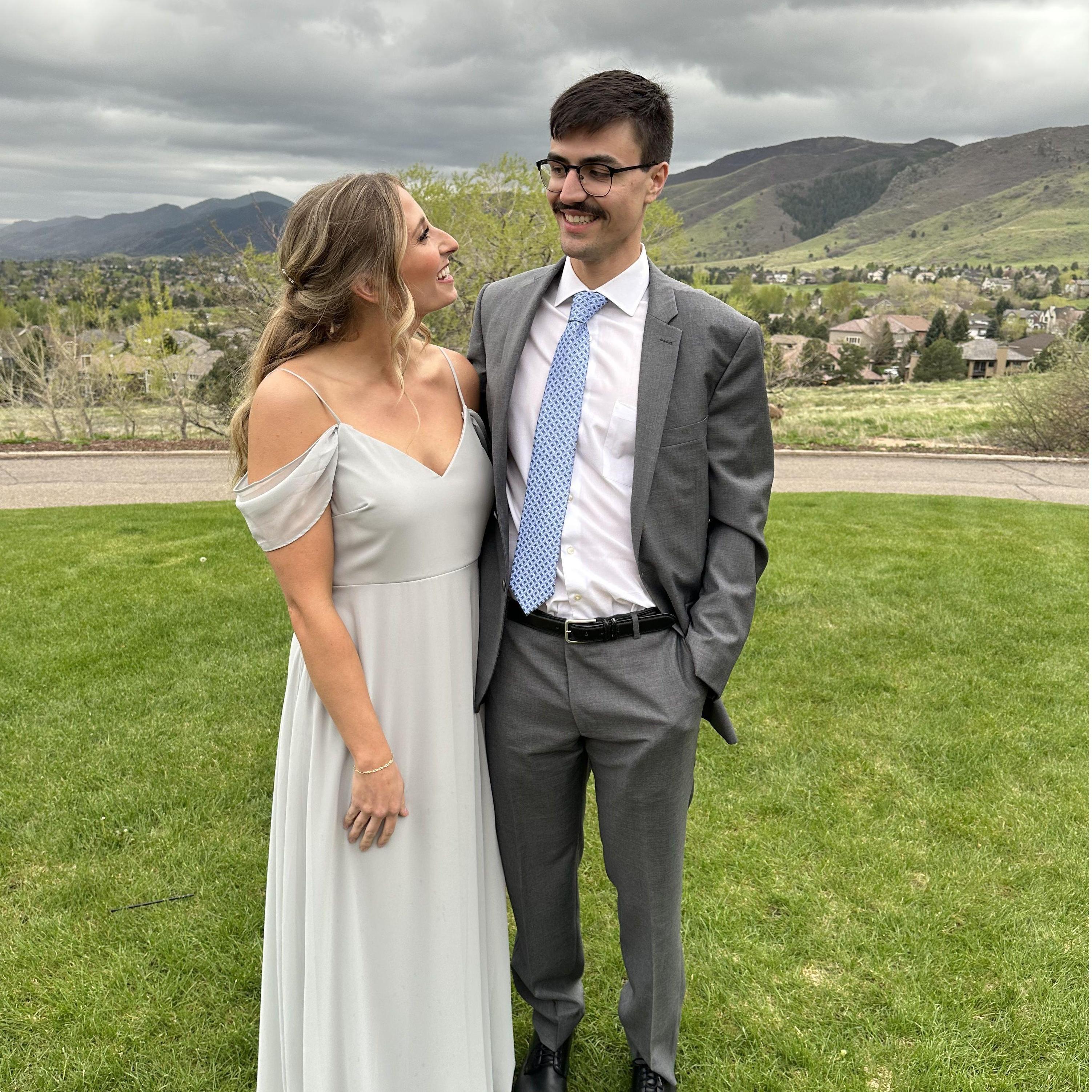 A pretty handsome wedding date, I wonder what he will look like in a tux?