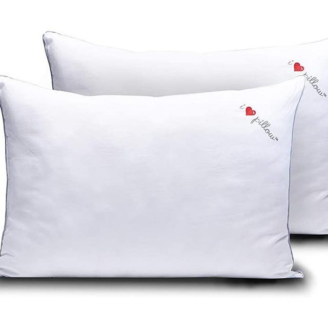 I Love Pillow Cumulus Bed Pillows Queen Size set of 2Cooling + Moisture Wicking Cotton Cover, Adjustable Support with Gel Down Alternative for Side, Back, or Stomach Sleepers