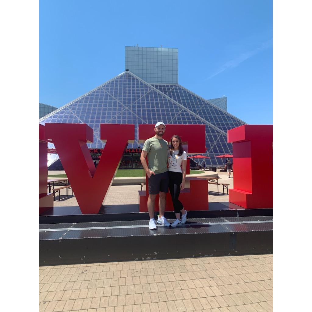 Plans a whole day around the Rock n' Roll Hall of Fame, but we had to take time for Andrew to ride his bird scooter around the Browns' stadium