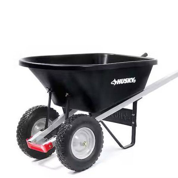 Husky 6 cu. ft. Dual-Wheel, Poly Wheelbarrow with 8 in. Flat-Free Tires 6CUwheelbarrow