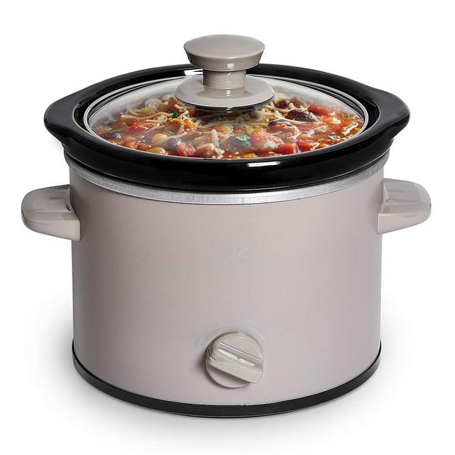 COOK WITH COLOR 2QT Mini Electric Round Slow Cooker - Adjustable Settings, Removable Stoneware Pot, Tempered Glass Lid, Dishwasher Safe, Cool-Touch Side Handles, Goat/Mink