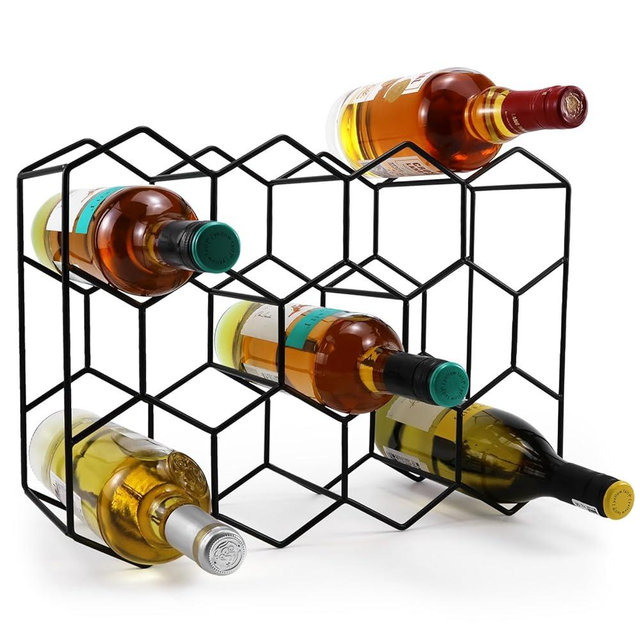 Luoieo 14 Bottles Black Wine Racks Countertop,3 Tiers Meta Wine Holderl for Bar Cabinet Table Pantry,No Assembly Required,Wine Bottle Holder