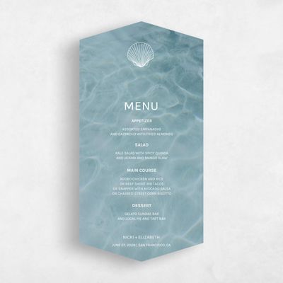 Blue Diamond Wedding Menu - Waterview