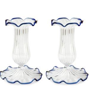 Moda Domas Set-Of-Two Small Scalloped Glass Candle Sticks