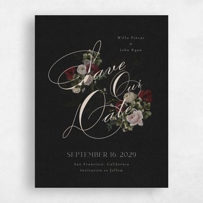 Black Standard Wedding Save the Date - Bourgeon Portrait