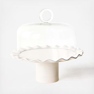 Signature Ruffle Cake Stand with Glass Dome