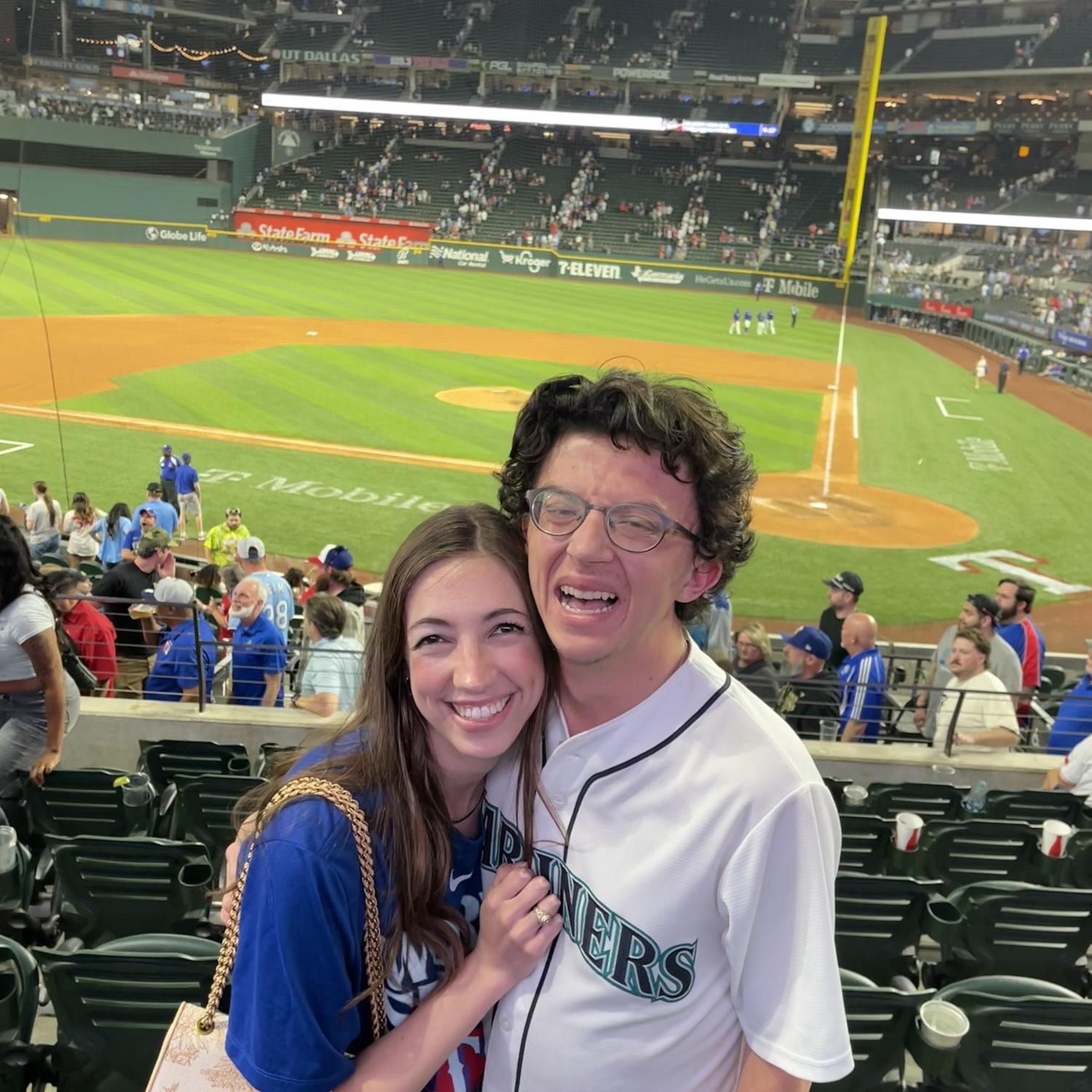 2nd date at the globe life! texas rangers vs seattle mariners!! ….when Jess realized Bohn really LOVES baseball