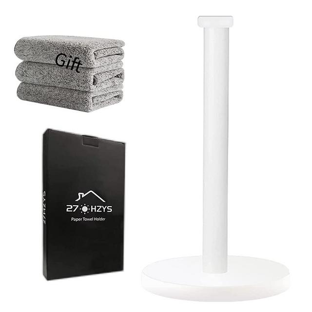 White Paper Towel Holder, Paper Towel Holder Countertop, White Paper Towel Holder Countertop, Standing Paper Towel Roll Holder for Kitchen.…