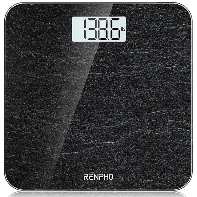 RENPHO Digital Bathroom Scale, Highly Accurate Body Weight Scale with Lighted LED Display, Round Corner Design, 400 lb, Marble