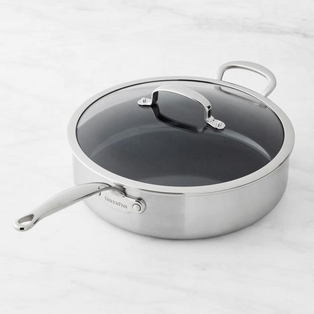 GreenPan™ Premiere Stainless-Steel Ceramic Nonstick Covered Sauté Pan, 6-Qt.