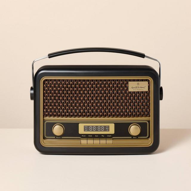 Vintage Style AM/FM Bluetooth Radio Black - Hearth & Hand™ with Magnolia