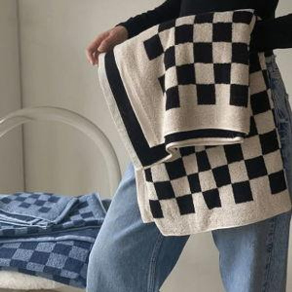 Black + White Checkered Bath Wash Towel - Rumi Living