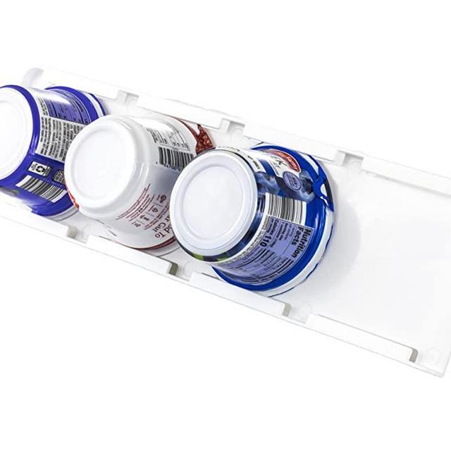Storage Theory | Sliding Greek Yogurt Refrigerator Organizer | Peel & Stick | Space Saving | No Hardware Required | 1 Pack | White Color