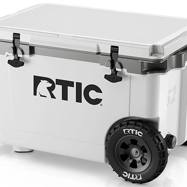 RTIC 52 Quart Ultra-Light Wheeled Hard Cooler Insulated Portable Ice Chest Box for Beach, Drink, Beverage, Camping, Picnic, Fishing, Boat, Barbecue, 30% Lighter Than Rotomolded Coolers