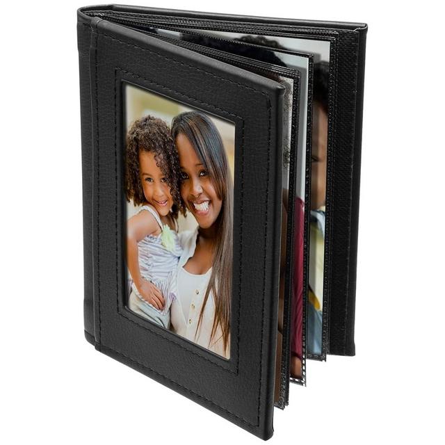 Neil Enterprises Inc. 4" x 6" Black Faux Leather Slip-In Photo Albums - Holds 24 Pictures - Pack of 24