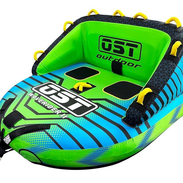 OST Outdoor 2-4 Person Towable Tubes for Boating, Sofa Style Boat Tube, Water Sports Inflatable Towables Tubes for Boats to Pull, Dual Tow Points, Durable Nylon Cover