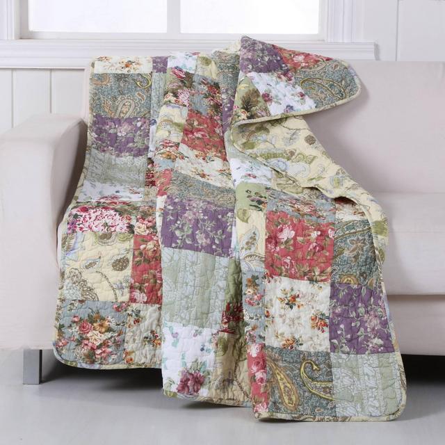 50"x60" Blooming Prairie Throw Blanket - Greenland Home Fashions: Cotton, Reversible, for Couch