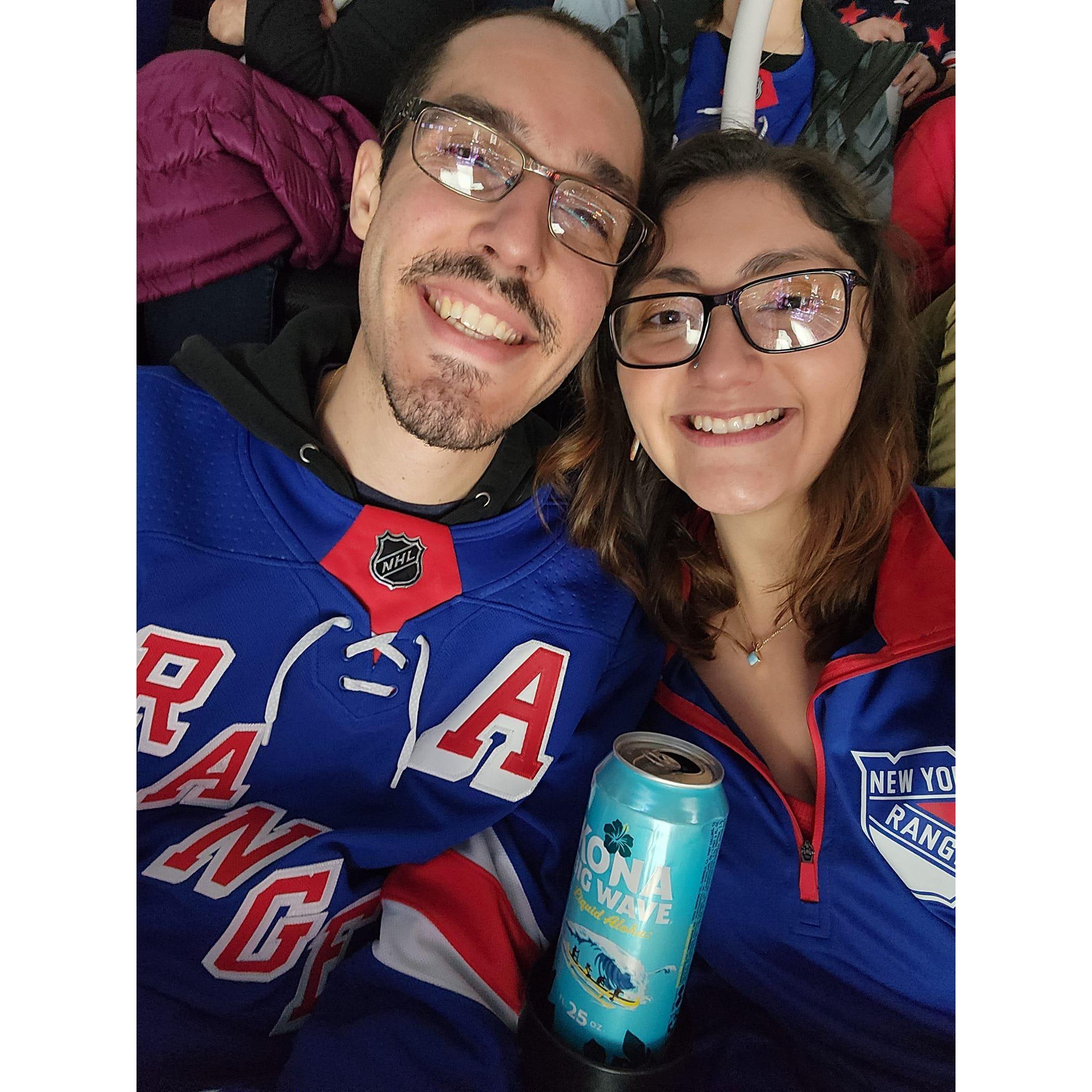 Quiana officially becoming a die hard Rangers fan, and surprising Matt with playoff tickets!