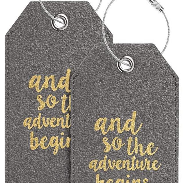 Casmonal Luggage Tags with Full Back Privacy Cover w/Steel Loops (steel grey 02 pcs set)