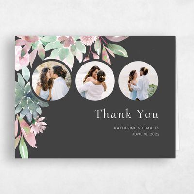 Charcoal, Grey Wedding Thank You - Cricket Photo