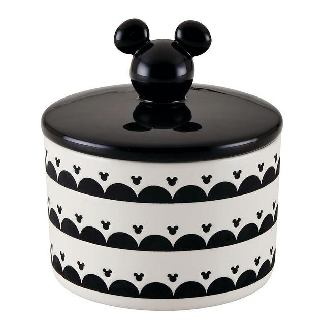 PRESTIGE Disney Monochrome Mickey Mouse Kitchen Canisters Medium - Airtight Ceramic Storage Jars With Lids, Black & White