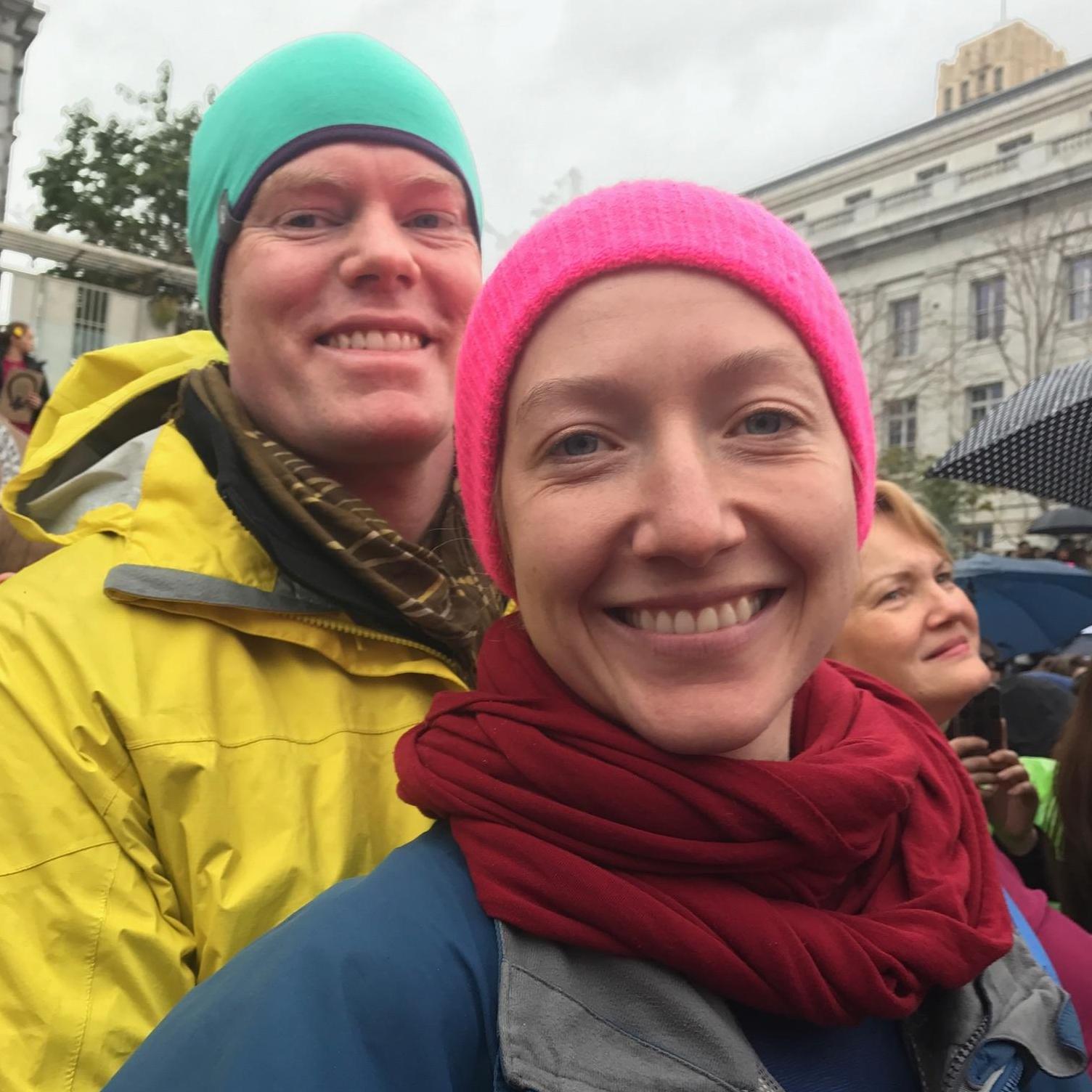 At the Women's March in 2017.