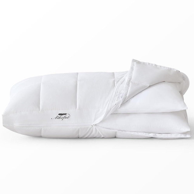 AIKOFUL Down Pillows King Size Set of 2, Adjustable Pillows with 2 Layers, Bed Pillows with Cotton Cover, Suitable for Side, Back, and Stomach Sleepers(18”x34”)
