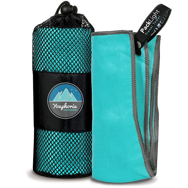 Youphoria Outdoors Microfiber Travel Towel - Ideal Fast Drying Towels for Camping, Travel, Beach, Backpacking, Gym, Sports, and Swimming - Lightweight, Quick Dry and Absorbent - 3 Size Options