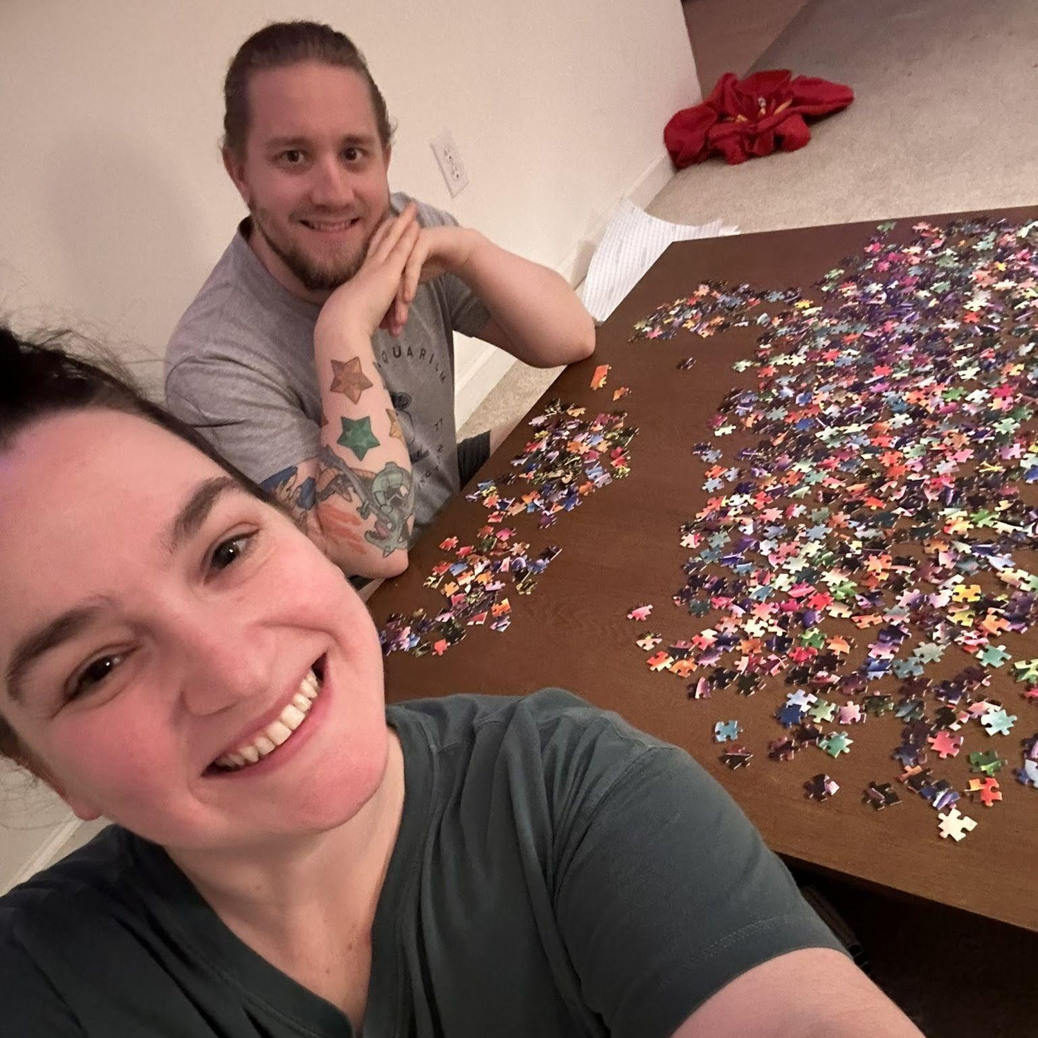 We really were all smiles before this puzzle... It took us weeks to finish!