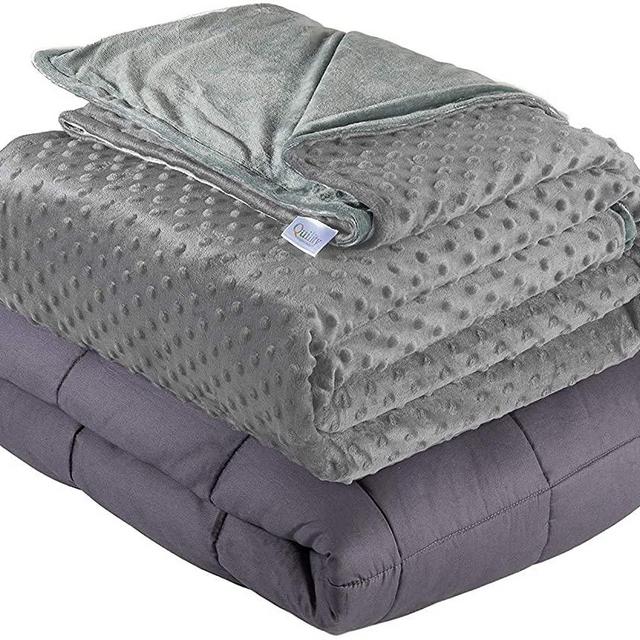 Quility Weighted Blanket for Adults - King Size, 86"x92", 30 lbs - Heavy Heating Blankets for Restlessness - Grey, Grey Cover
