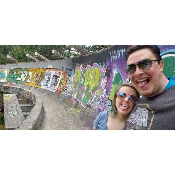 Climbing a bobsled track in Sarajevo!