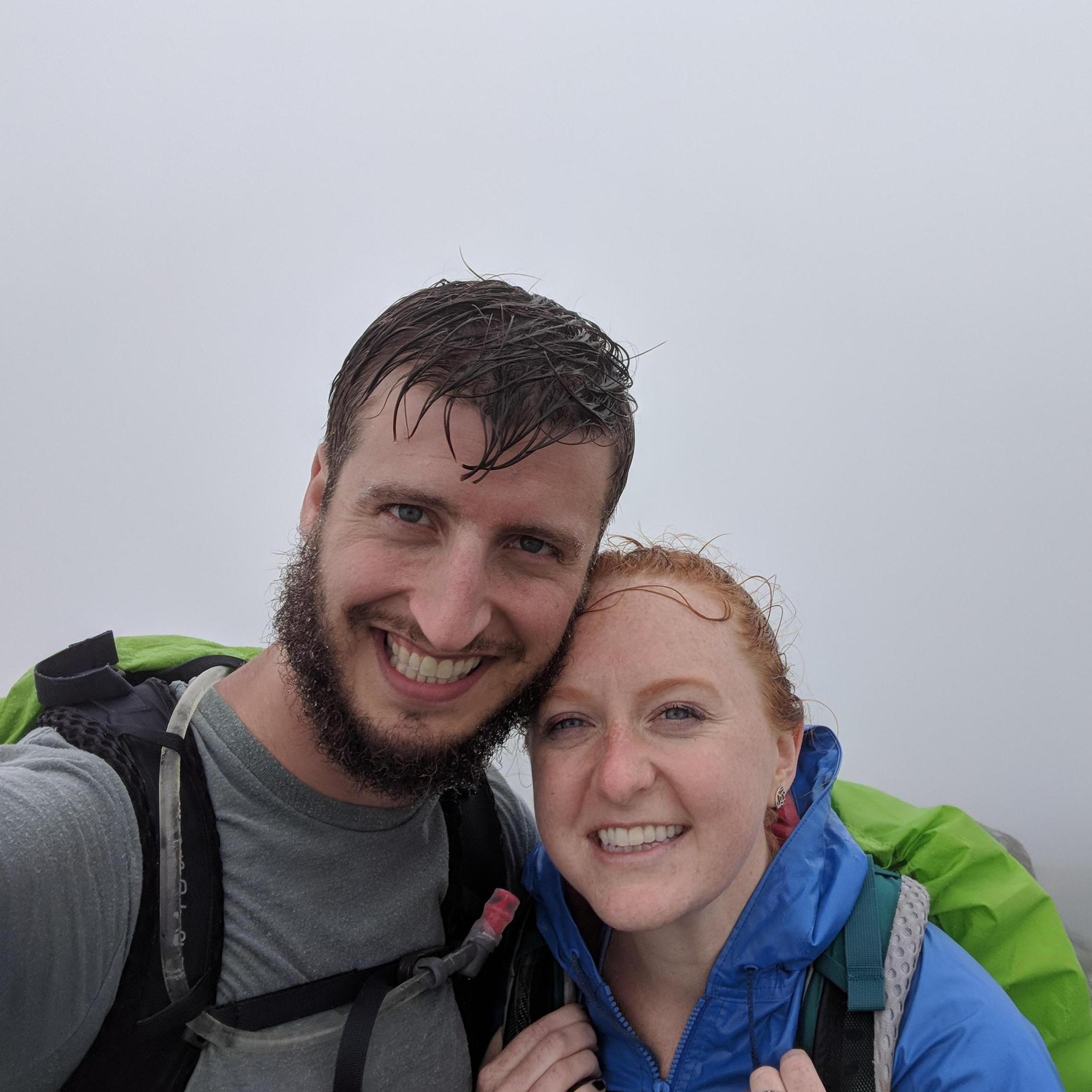 After climbing Mt Marcy, the highest peak in NYS.  A very rainy day!