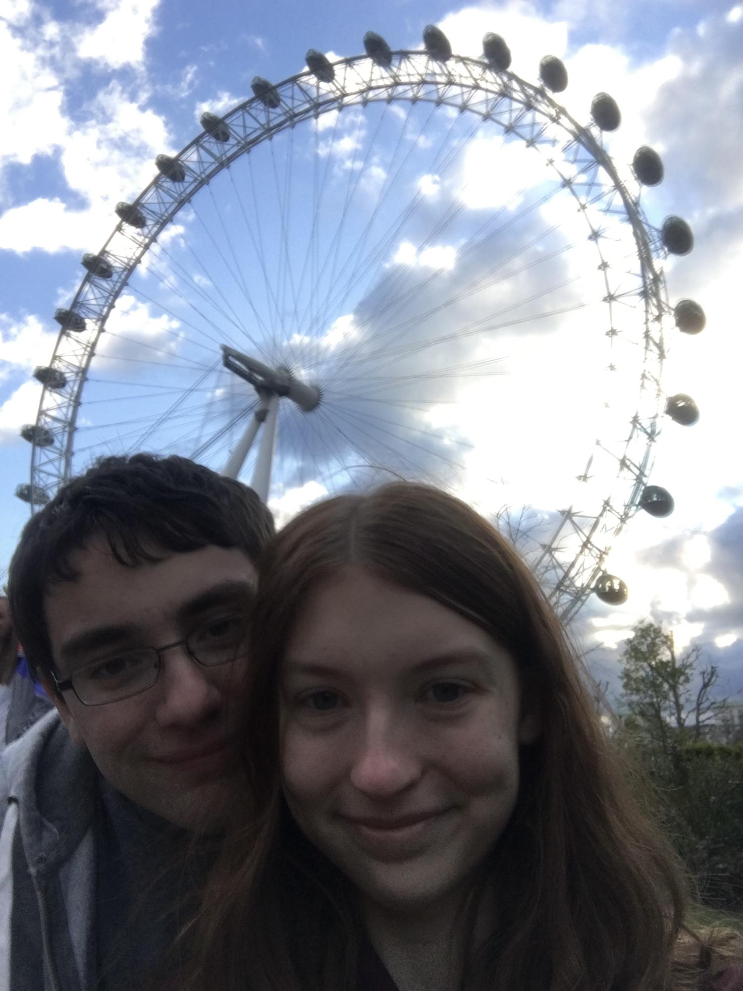 April 16th, 2016: Celebrating Leah’s 17th birthday exhausted from a redeye flight in front of the London Eye.