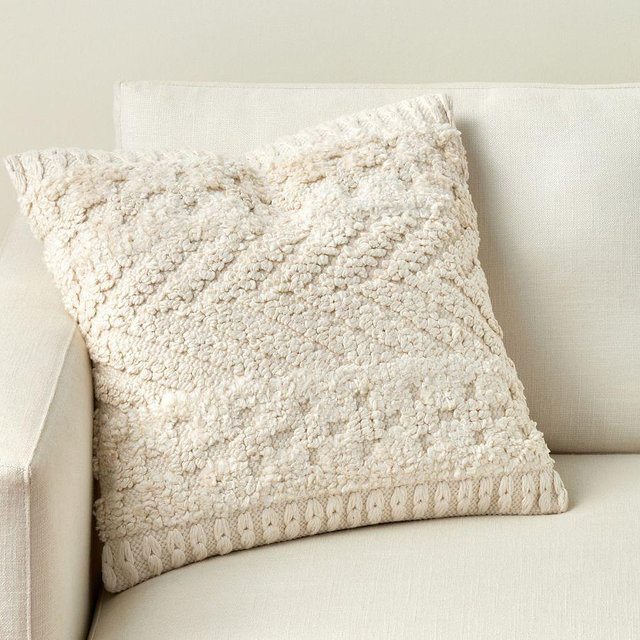 Goss Handwoven Silk Pillow Cover, 20", Ivory
