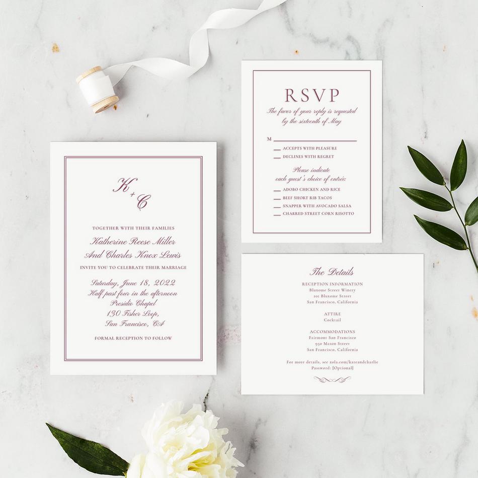 Zola Wedding Invitations - Abbey Frame Letterpress