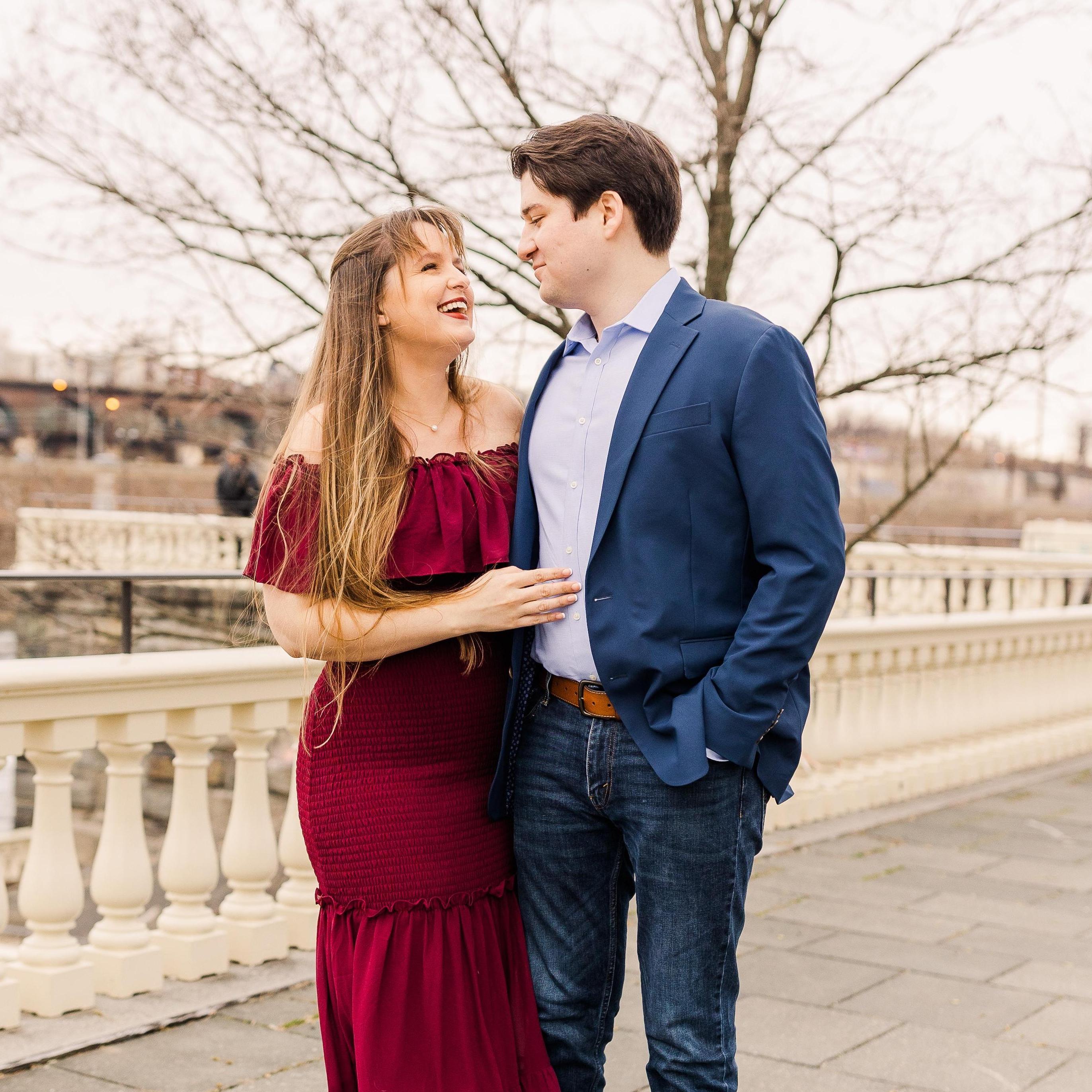 Engagement Photos at the Philadelphia Waterworks, March 2022