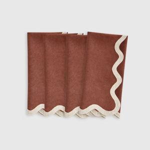 Scallop Edge Napkins (Set of 4) in Bordeaux/Flax