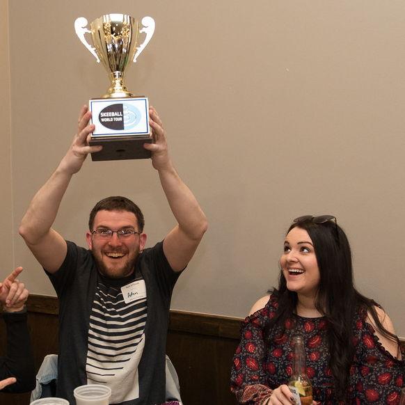 Adam's first time showcasing his unique Skeeball skills for Sam. His team took first place in the 2018 Skeelball Championship! (March 2018)