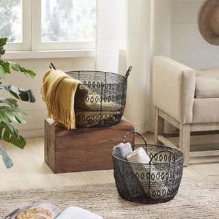 Floret Woven Metal Basket, Set of 2